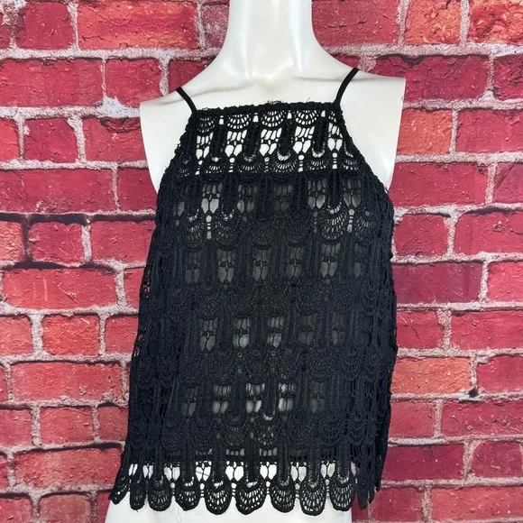 Purple Snow Black Lace Sheer Halter Top - XL - Picture 1 of 11